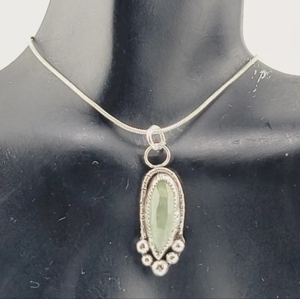 KYANITE HANDMADE PENDANT W/ SNAKE CHAIN ALL IN .925 STERLING SILVER 18" LENGTH - Picture 5 of 5